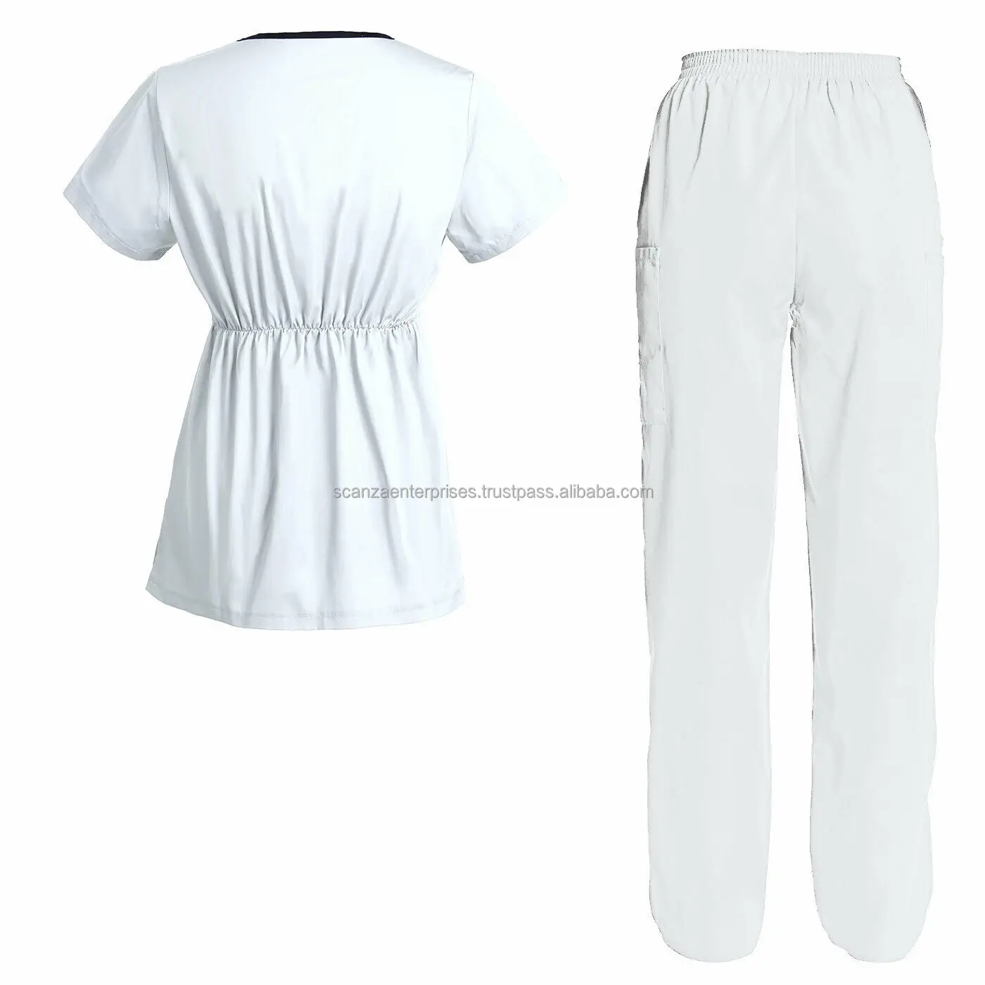 Hot Sale New Designs 3 Pockets Medical Nurse Scrub Uniforms for Hospital Staff Top Clothing Black Print Cotton