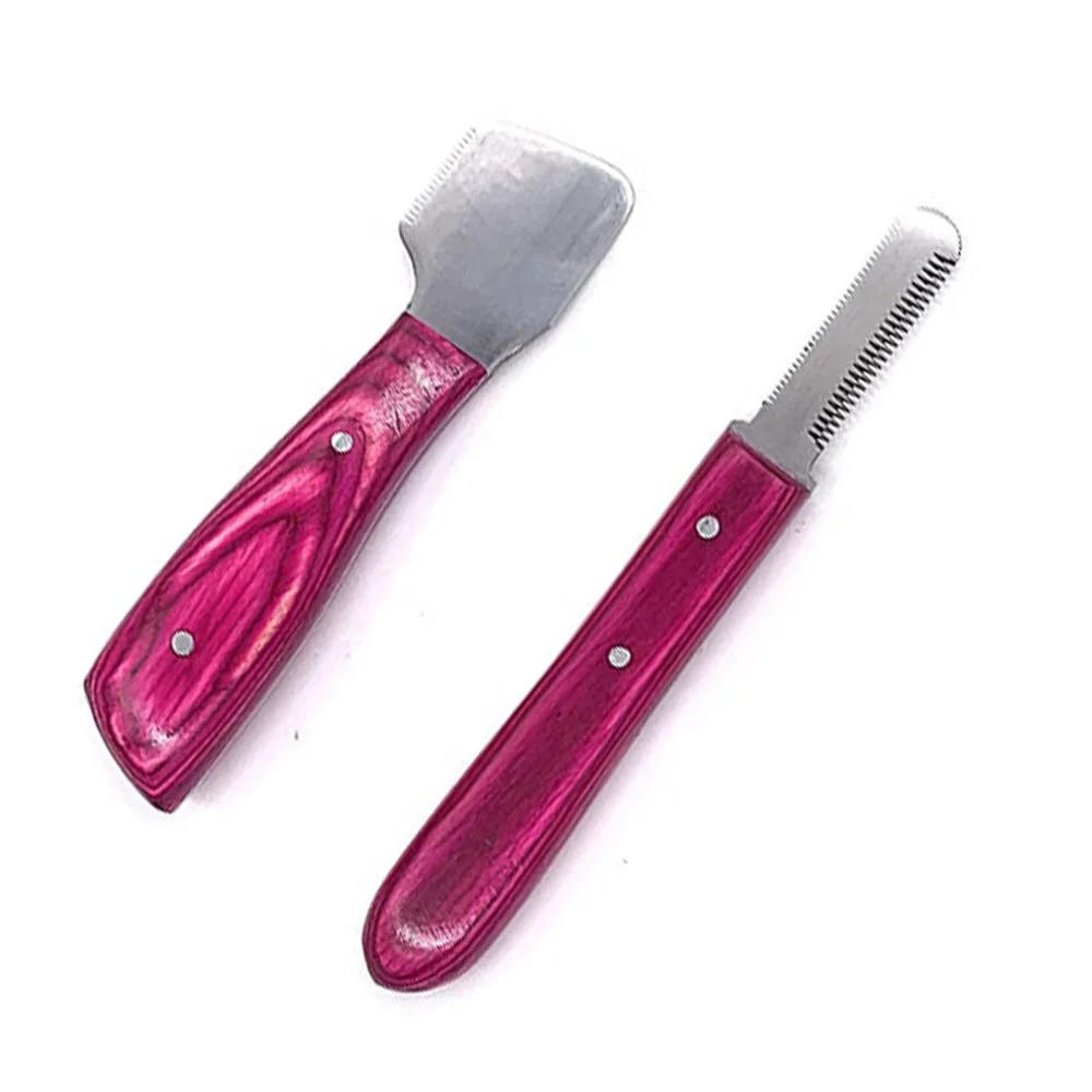 Dog Grooming Coat Stripping Knife Stripper Trimmer Tool Wooded Handle tripping Knives Set of 6 in Stainless Steel non slip tool