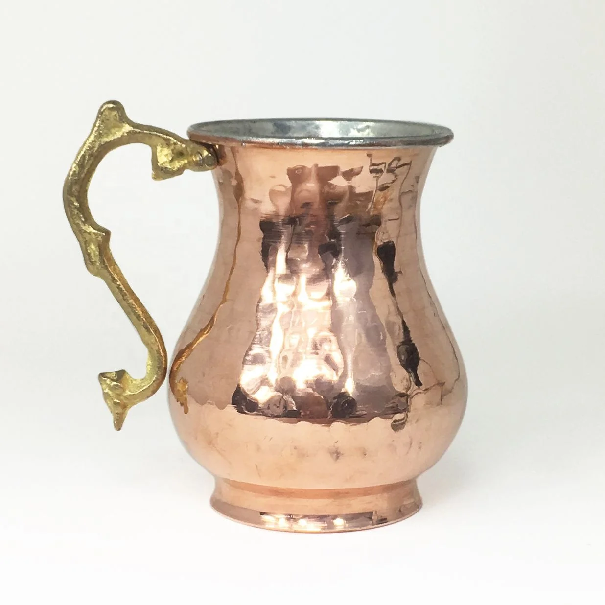 Hand Hammered Copper Pitcher for Beverage, Ayran, Drinkware,Authentic Design, Durable, Drink Cup Outdoor and Camping Activities