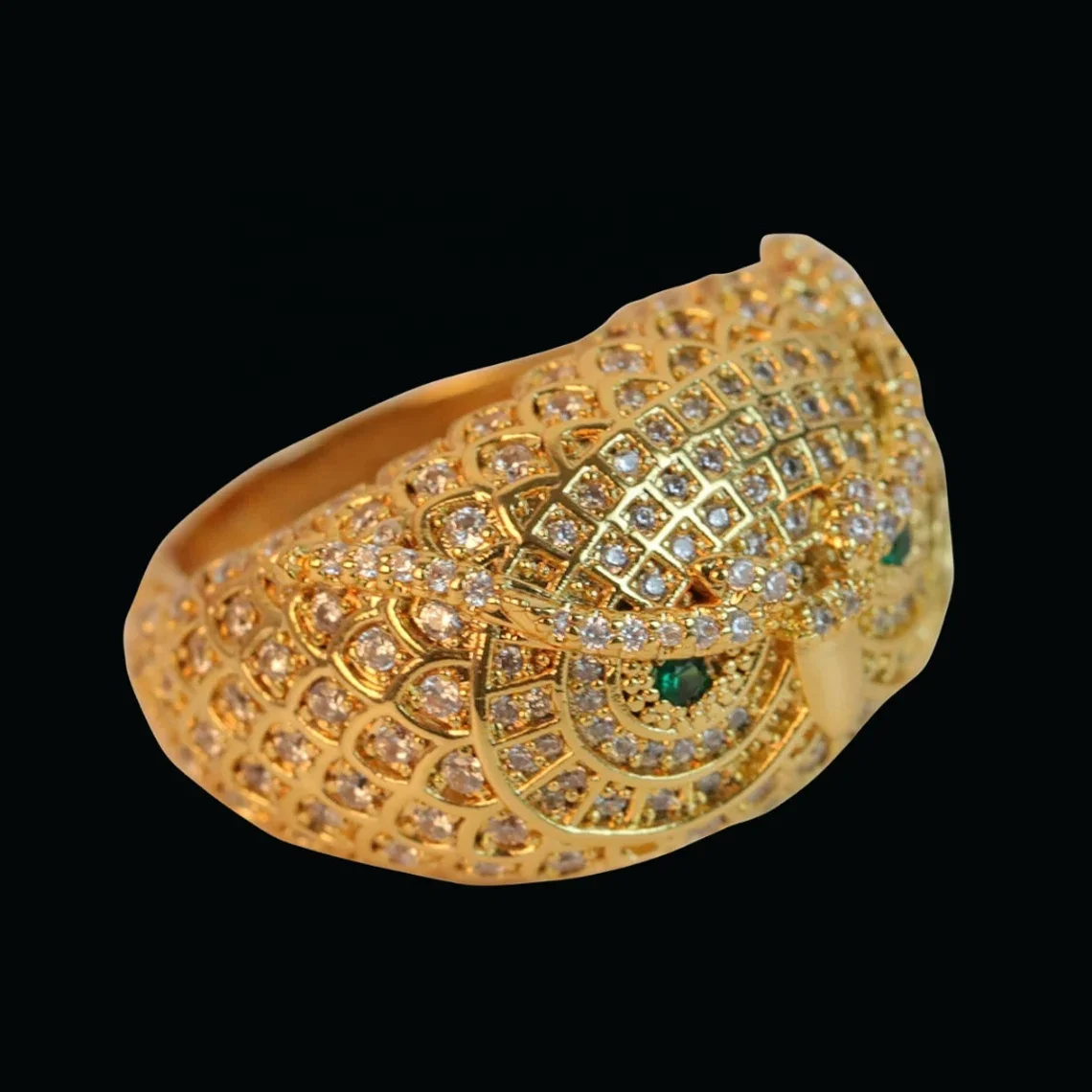 Owl Edition Design Awarded Iced Out Ring Hip Hop Jewelry Unisex Sizes Ring Base 18k Gold Plated 2 Mircons Baguett