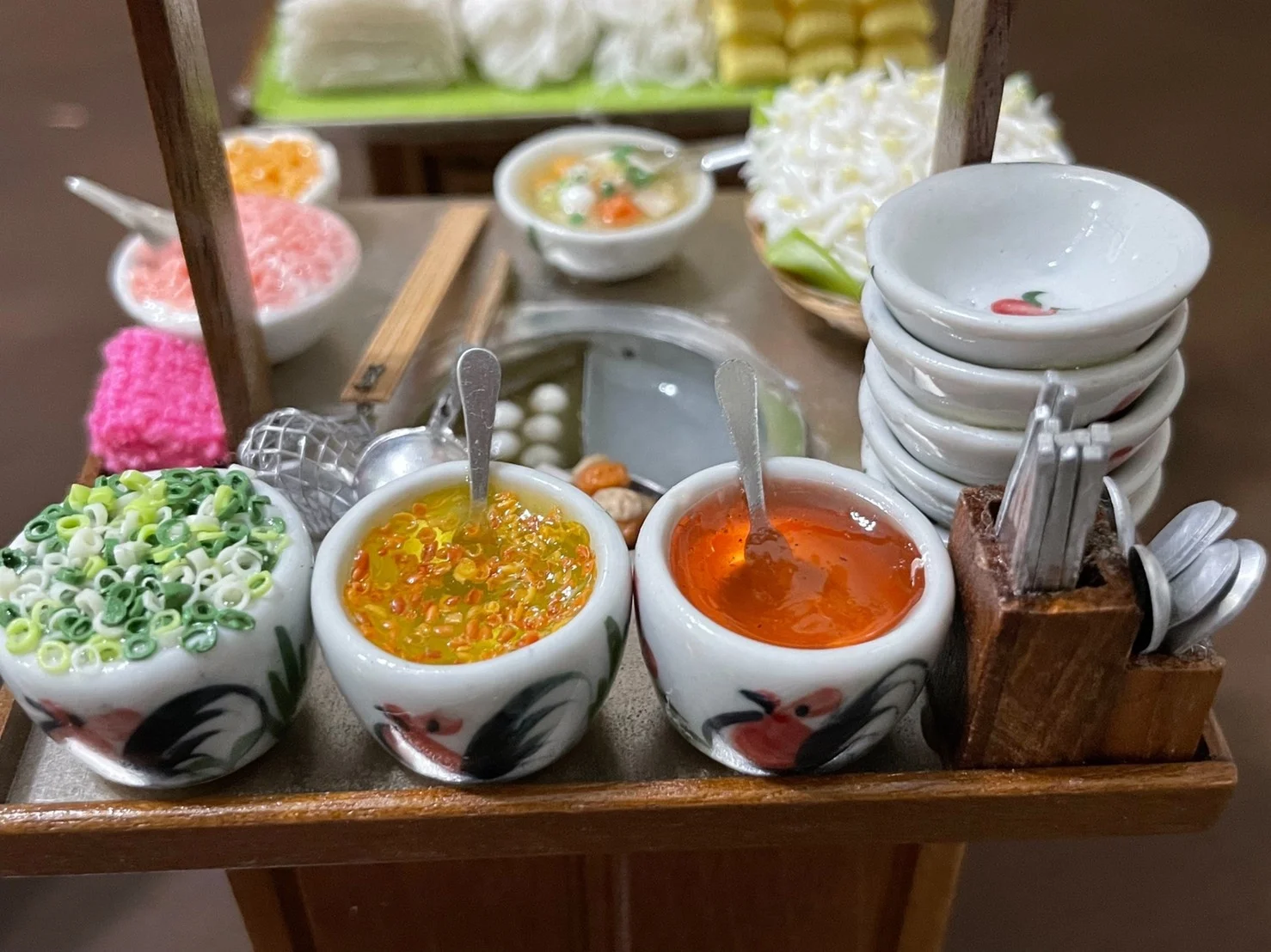 The Premium Miniature Clay Crafts with Creativity of Antique Noodle Shop Design Size M Made in Thailand