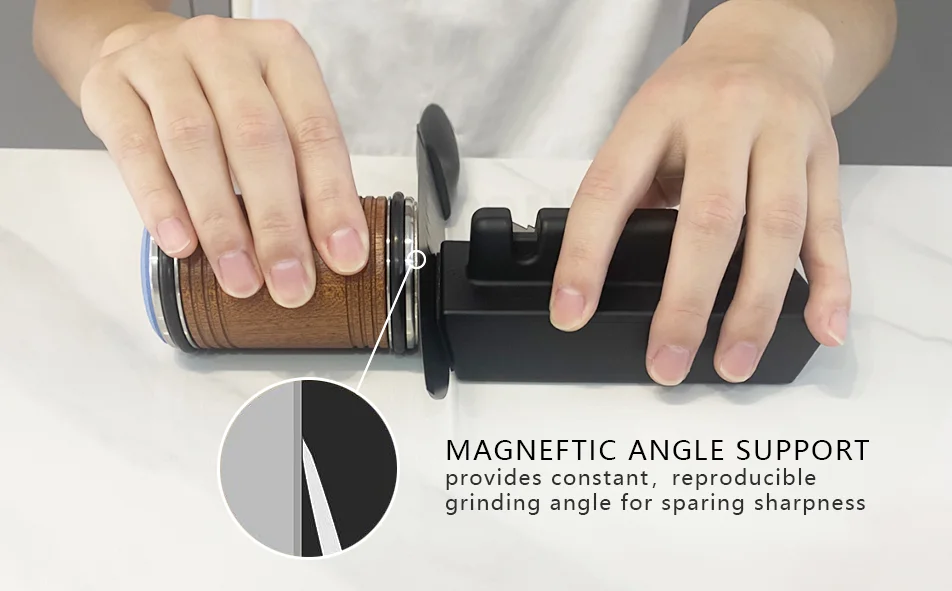 Handheld Diamond & Whetstone Rolling Magnetic Knife Sharpener With Base for Coarse and Fine Sharpening knife sharpener