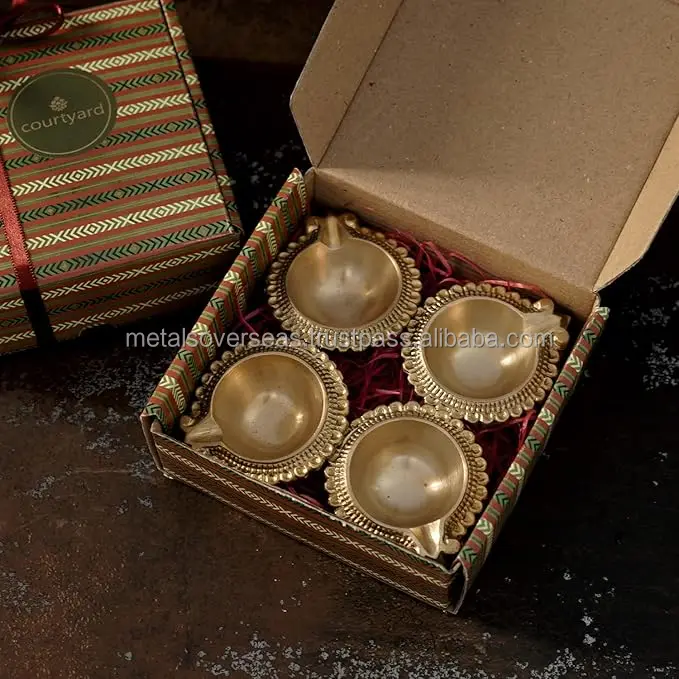 Classy Design Golden Finished Diya Brass Material for Festive Diwali Decoration Home Decorative Set of 4