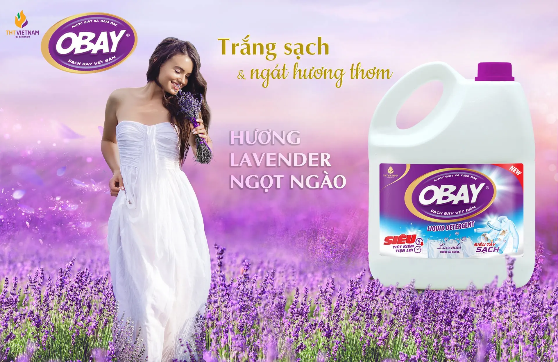 High Quality Obay Purple Liquid Detergent 3600ml Lavender Flower Fragrance APPAREL Cleaning Washing Laundry Detergent