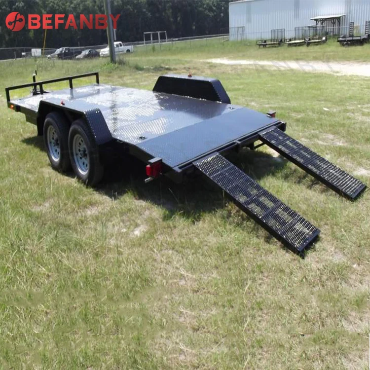 Car Hydraulic 3 Tonne Trailer Low Bed Tilt Trailer Tandem Car Trailer With 12000 LBS Winch