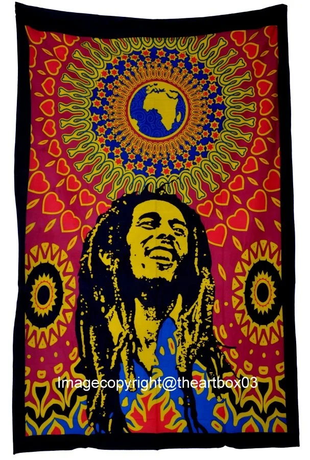 Bob Marley Tapestry Mandala Wall Hanging Rasta Reggae Tapestry Room Hanging Printed 100% Cotton Flat Sheet Hand Wash Rectangular