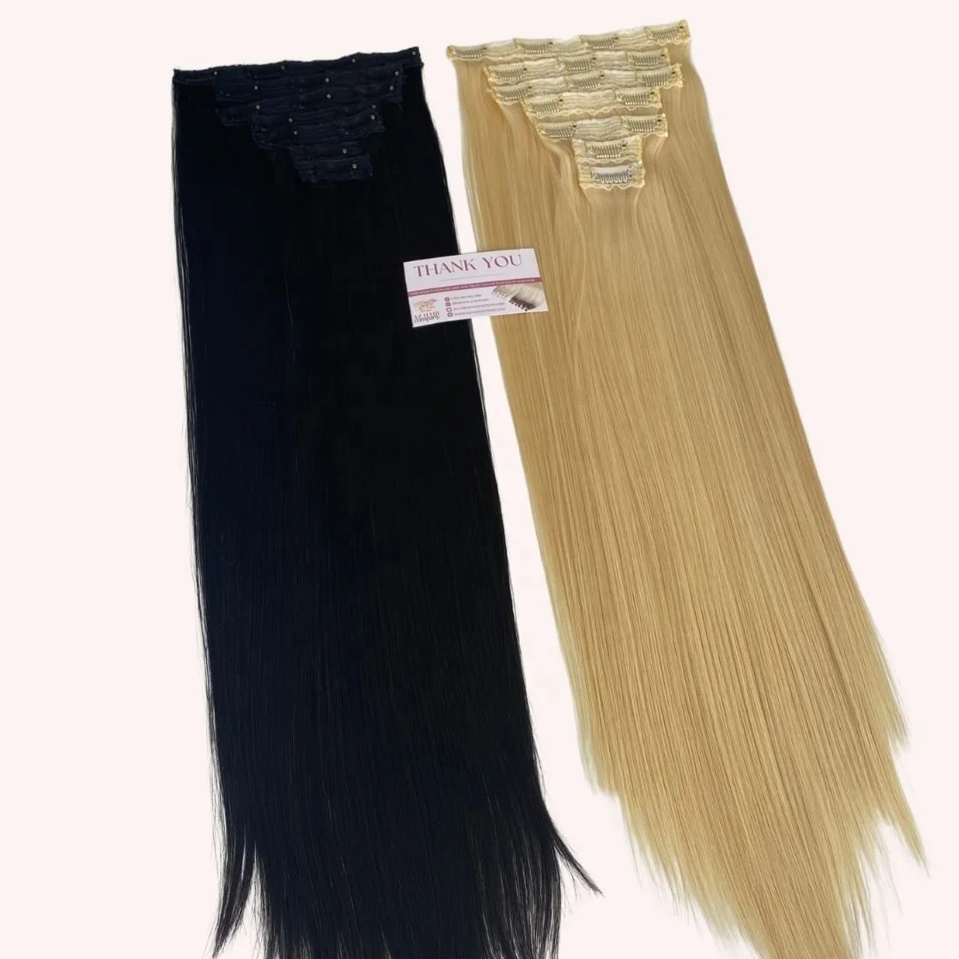 Premium quality cheap 100% natural color hair extension clip in hair double weft single drawn virgin hair