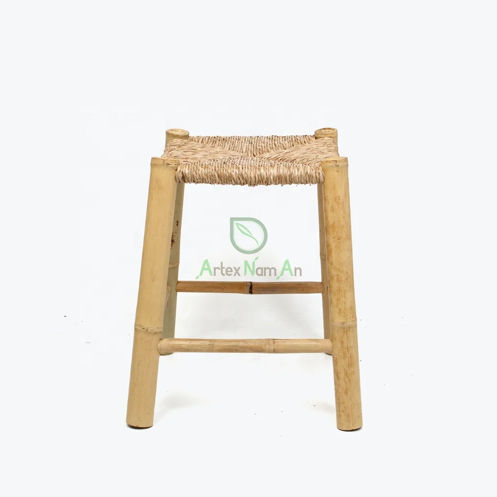 Natural seagrass & wooden stool chair furniture for indoor outdoor patio home decoration