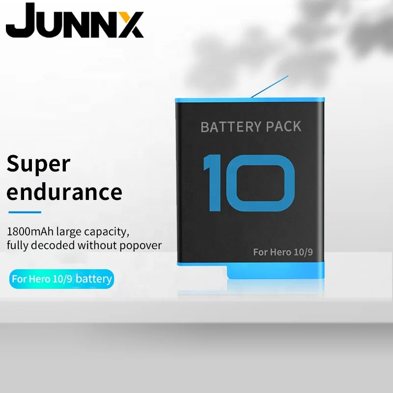 Junnx New GH9-10 1750 mAh 3 Ways LED Light Battery Charger TF Card Battery Storage For GoPro Hero 10 9 camera Accessories