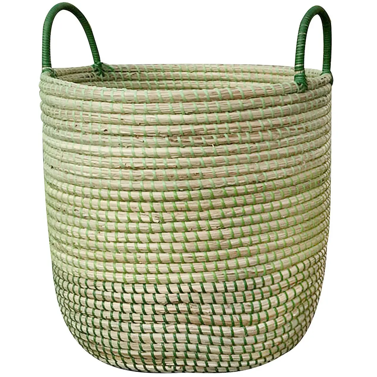High Quality zigzag Seagrass Basket Blue color handcrafted in Vietnam Baskets Home storage organization Wicker baskets