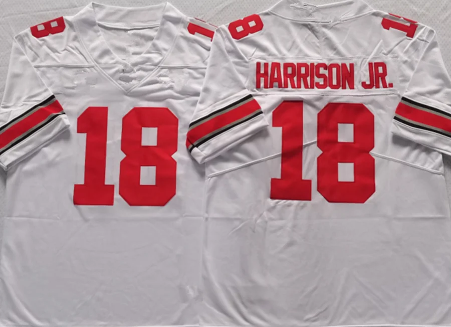 Mens Ohio State College Football Jerseys 18 Marvin Harrison JR. Stitched F.U.S.E. Limited Player Jersey - Gray Red Black