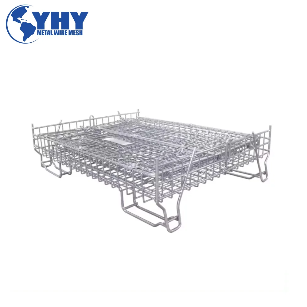 Stackable Wire Mesh Metal Pallet Folding Warehouse Lockable