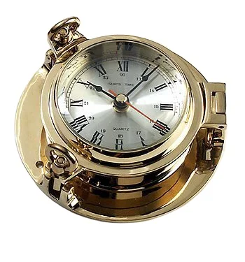 Brass Porthole Clock Plain polished Most Selling Nautical Gifts Antique Marine Porthole Clock Indian Manufacturer And Exporters
