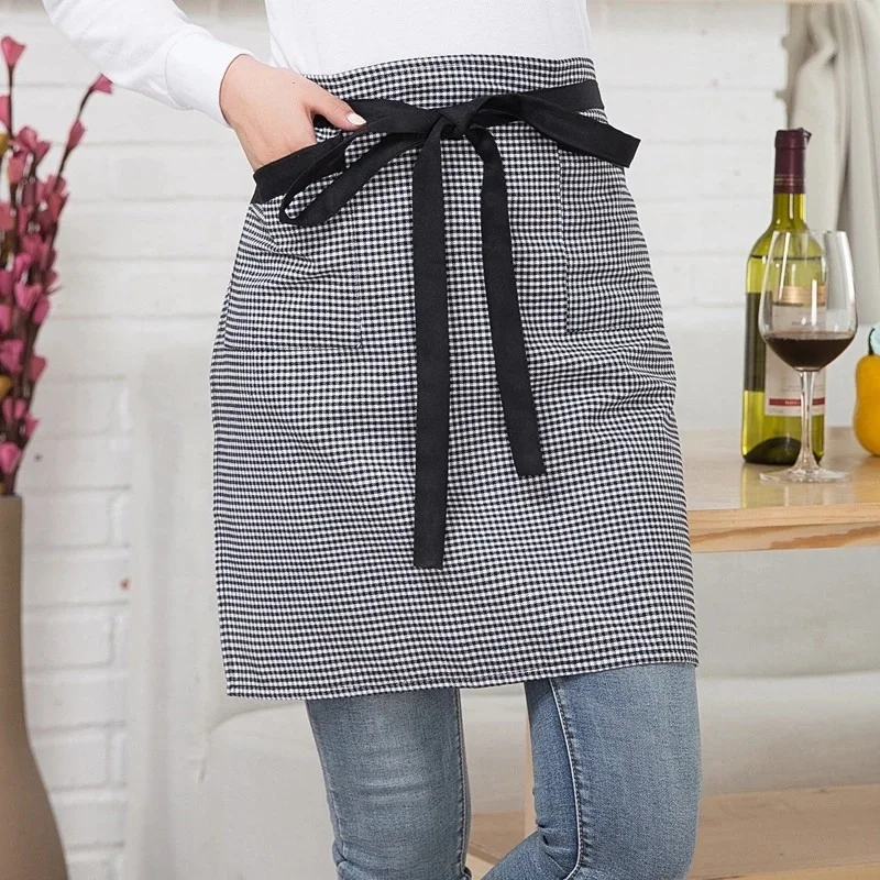100% Cotton White Bistro Apron   Waist Apron   Promotional Bar Aprons