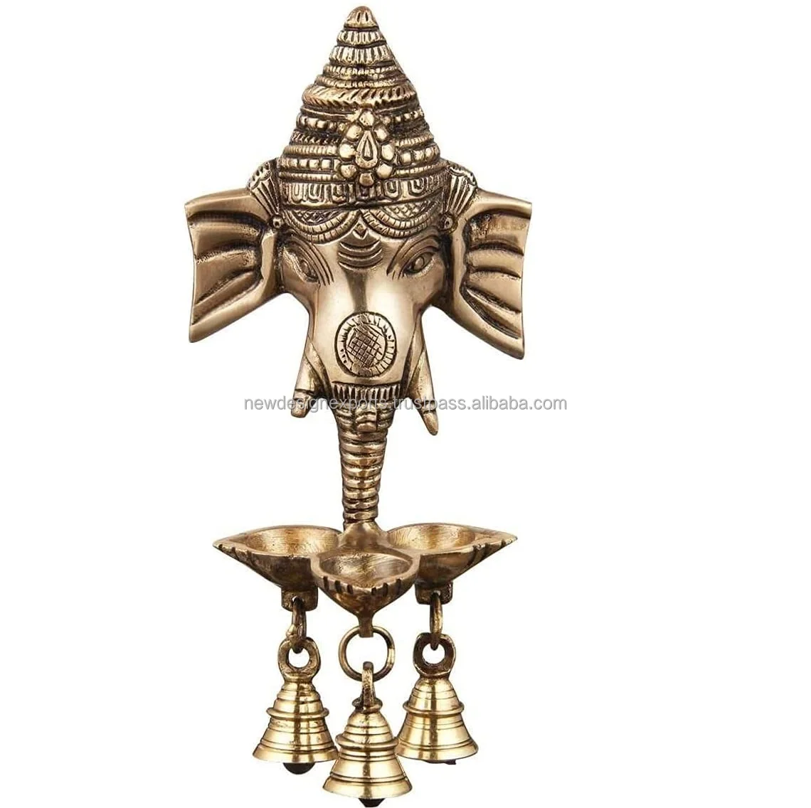 Premium Ganesha Brass Hanging Diya with Bell for Home Temple Mandir Mandap Diwali Home Office Ganesh Decorative Pooja Set