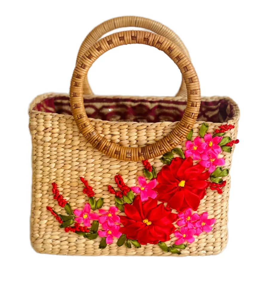 Wholesale High Quality Viet Nam Women Straw Bags Handmade Tote Straw Beach Bag Low Price Fit for Shopping Travel