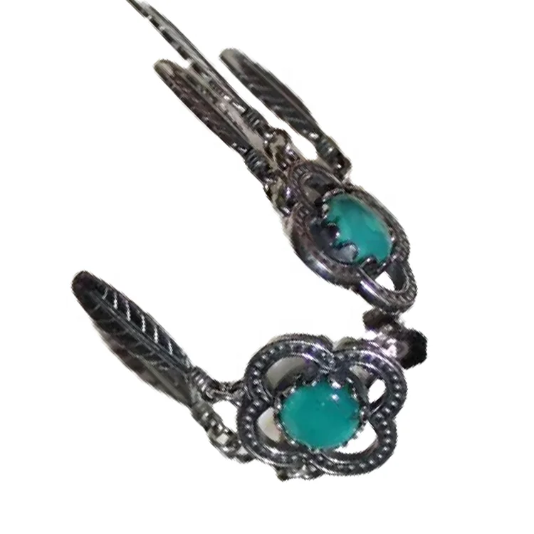 Серьги из серебра 925 пробы с бирюзовым