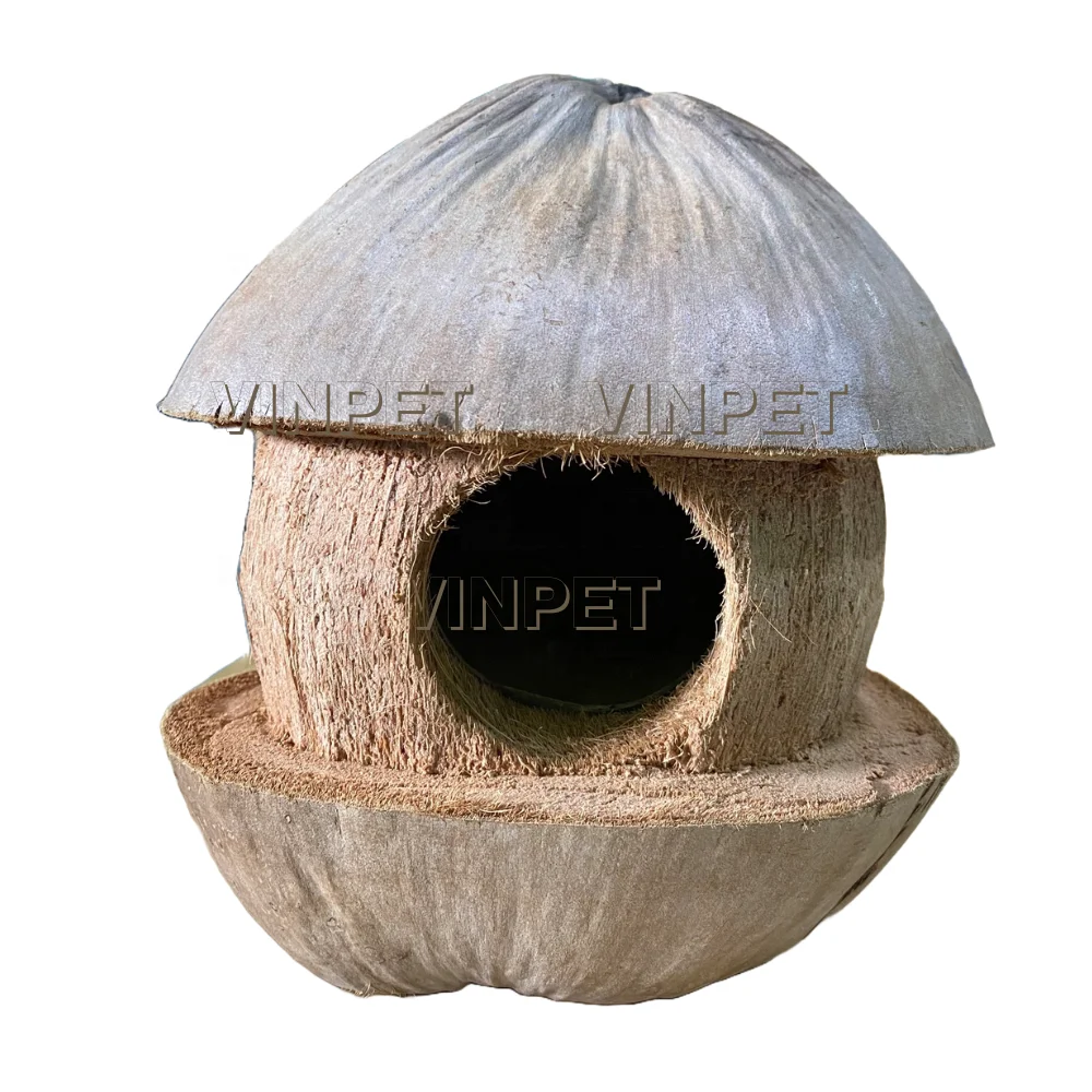 Coconut Hut Hideout Habitat 100% Natural Coconut Shell Made Coco Birds Nest For Bird/Hamster/Small Animal Pet Supplies