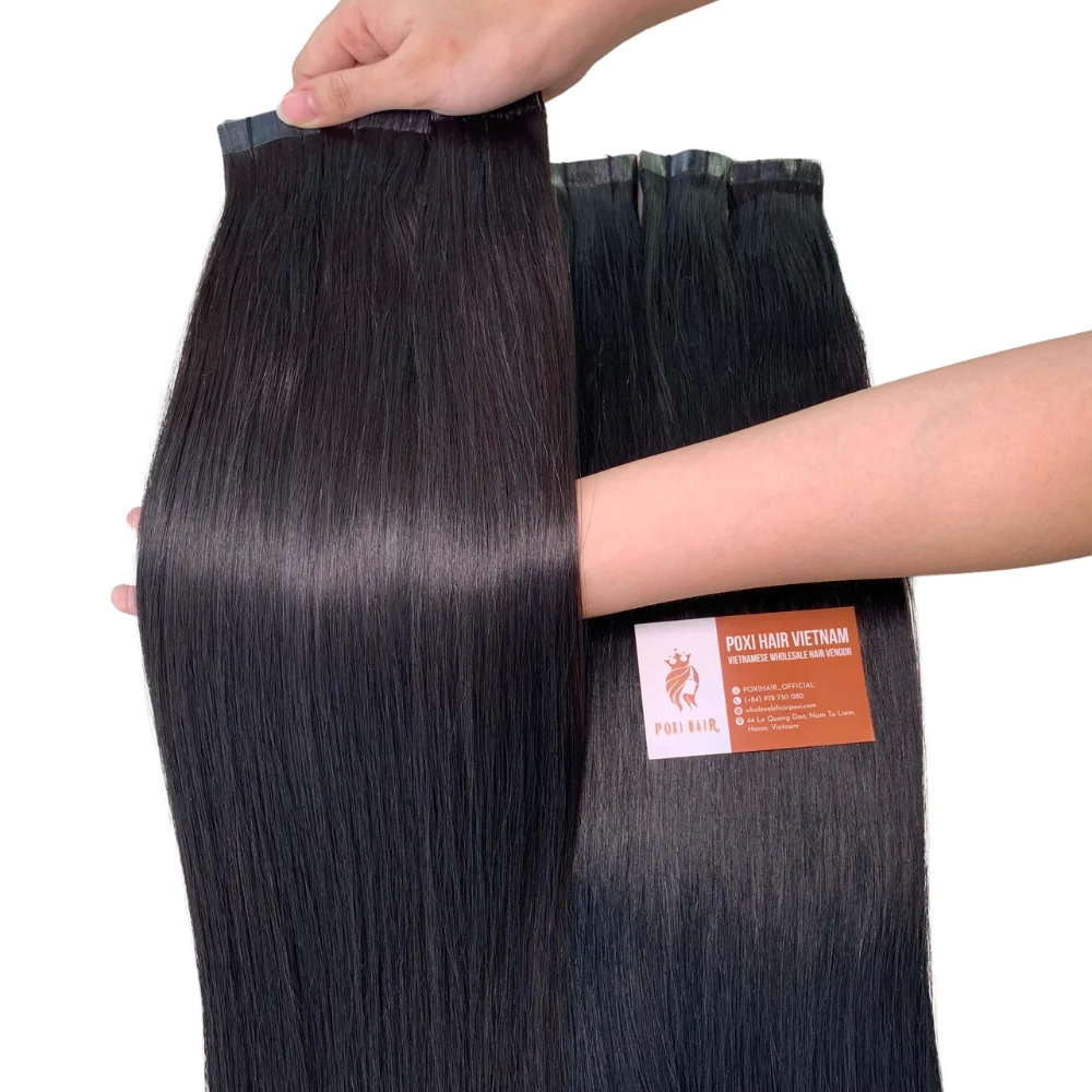 Hot Selling Tape In Hair Extensions Color 1b Natural Black & 1 Jet Black Raw Unprocessed Vietnam Human Hair Invisible Tape Glue