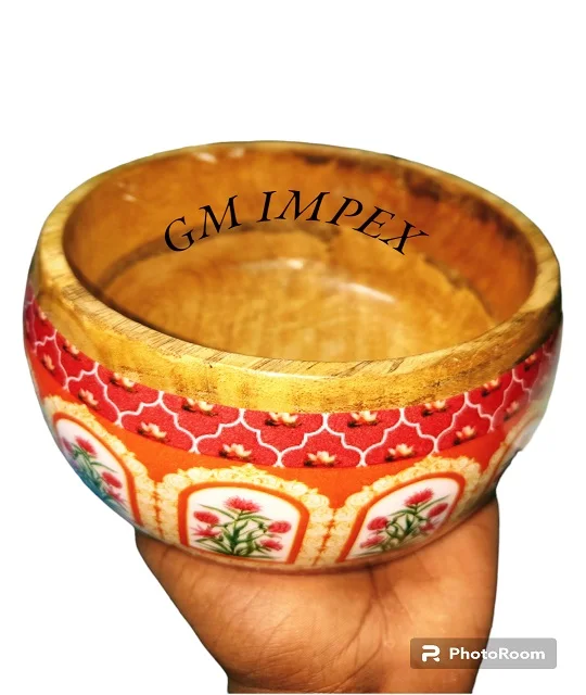 High Quality Organic Fruit Dough Wood Large Salad Bowl And Plate Set Soup Mixing Round Bowl For Home