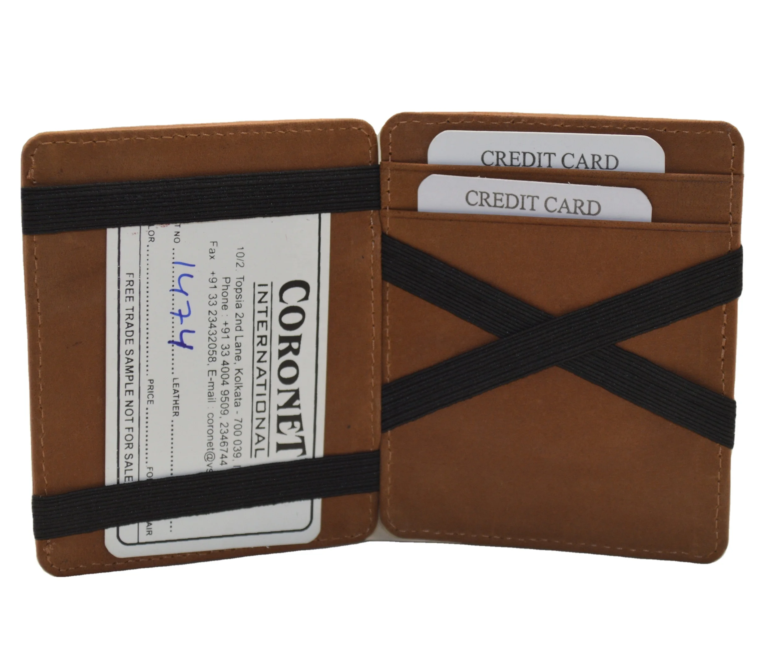 Genuine Leather Bifold Magic Wallet, Custom Brand RFID Blocking Thin Minimalist Magic Wallet Card holder