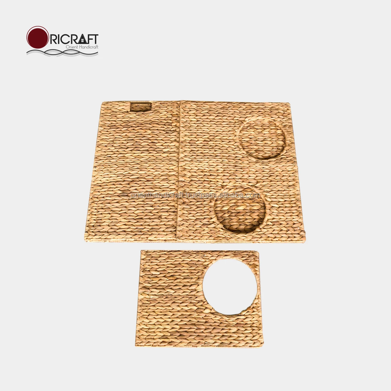 BAHAMAS/ CAVIANA/ARUBA Foldable Water Hyacinth Cat Cave Basket  with Handles and Top Lid for Pet with cushion