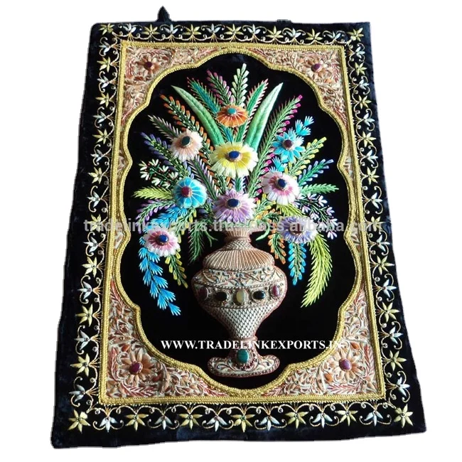 100% Original Handmade Zardozi Royal Jewel Carpet and Wall Hanging