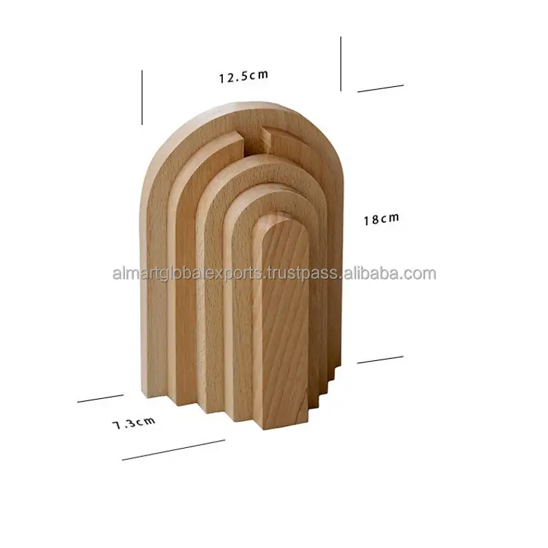 Bookends Set Pillar Design Home Accessories World Wide Top Wooden Desk Decor Wood Decorative Oval American Style Handcraft Rope