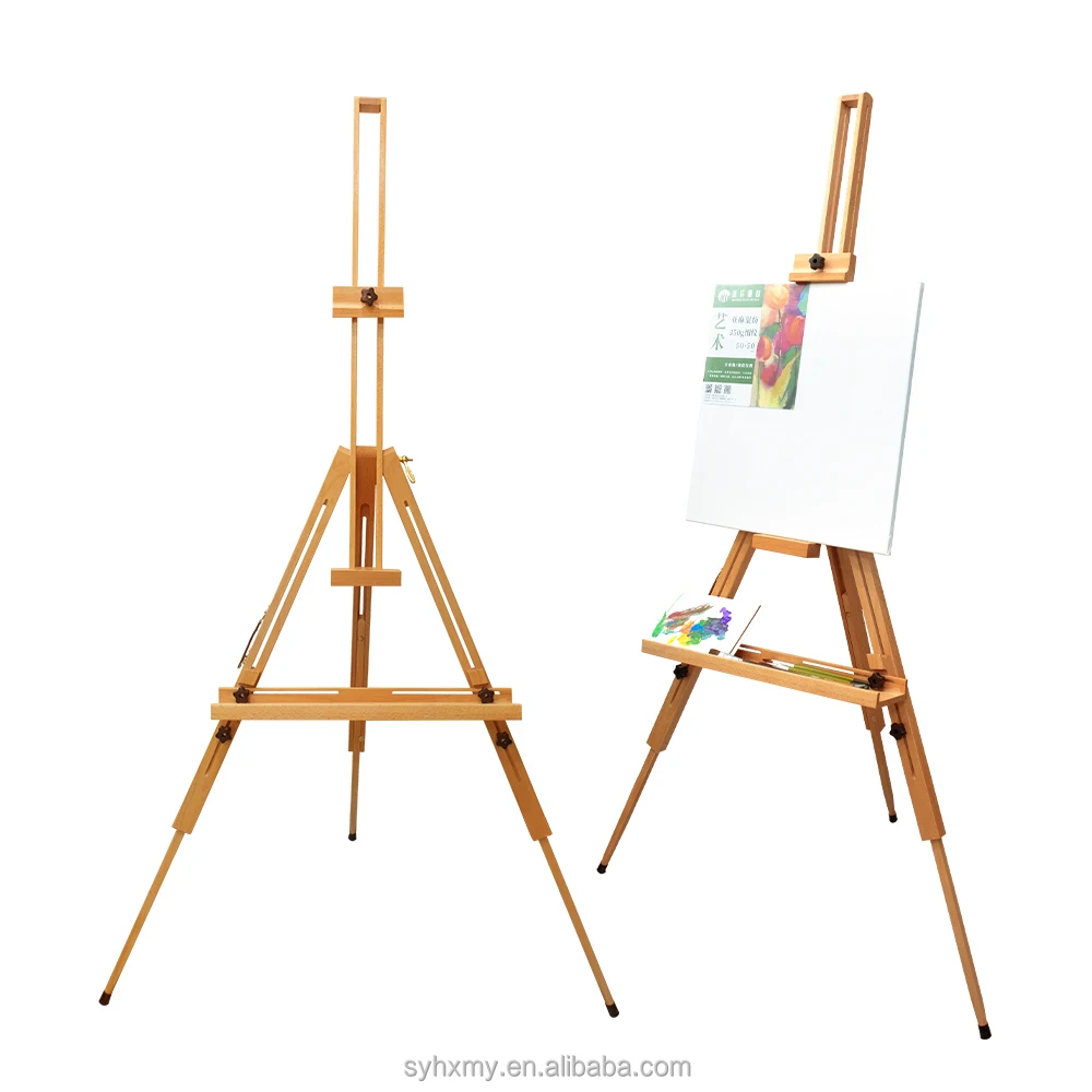 Beech wood Large Triangular Easels Adjustable Height Up to 180CM Foldable Design for Painting and Sketch Display Racks