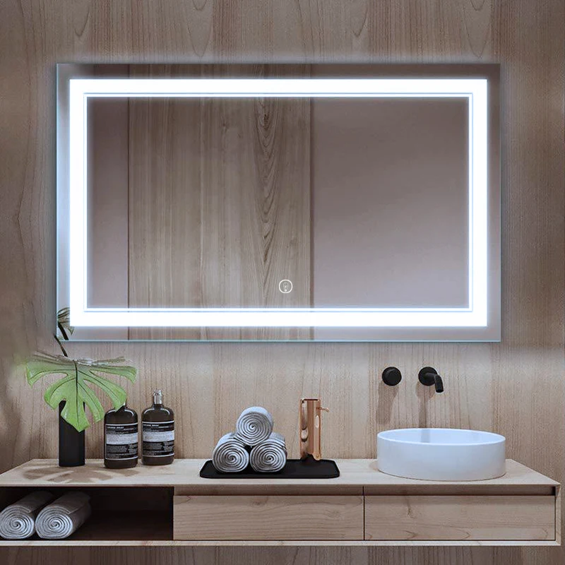Factory Customized bathroom led mirror hotel light CCT 3000k 4000k 6000k 24*36/36*36 inch Smart Spiege wall touch mirrors