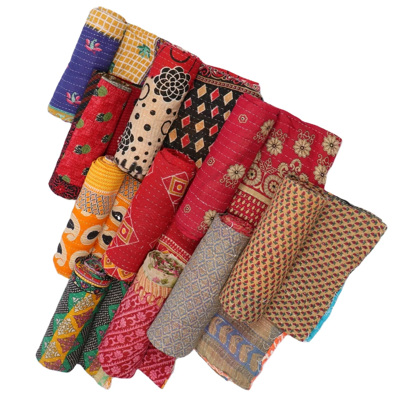 Handstiched Kantha Quilt Queen Size Bed sheet Indian Quilt Bedcover Bedspread Coverlet Throw Blanket