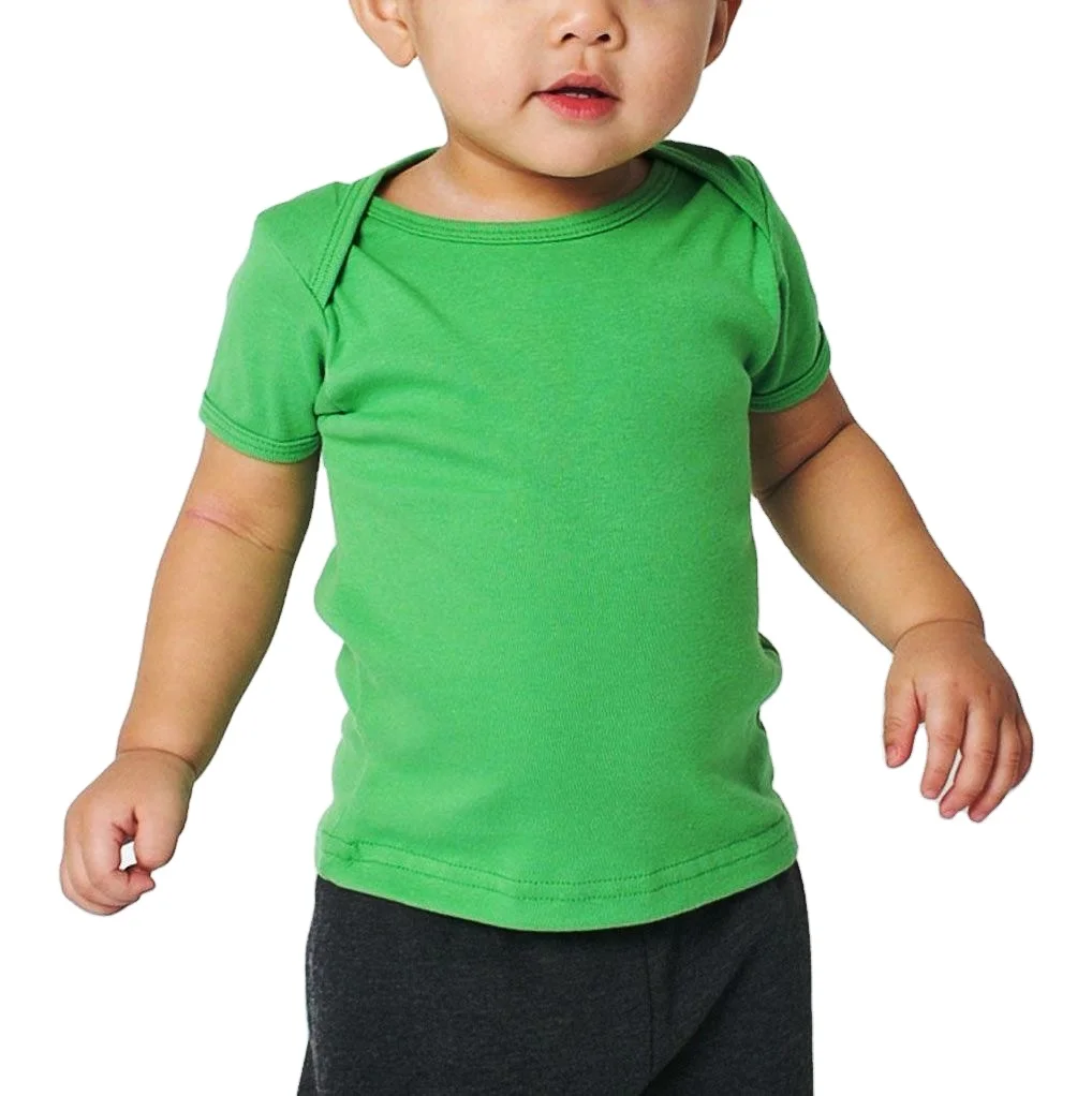 Baby T shirt tops clothes 100 % cotton plain dyed basic summer wear t shirts toddler kids Unisex solid color organic tees