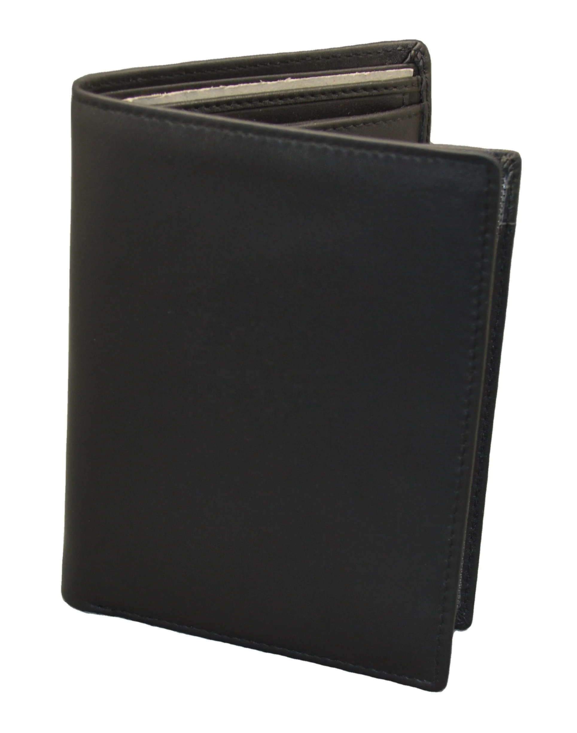 High Quality Black RFID Travel Wallet for Men Custom Logo Luxury Trifold Short Leather Wallet with Button Closure Card Holders