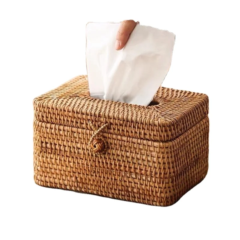 Wicker Tissue Box Napkin Holder for Home Kitchen Storage Bamboo Water hyacinth Tissue box for wicker craft home hotel furniture