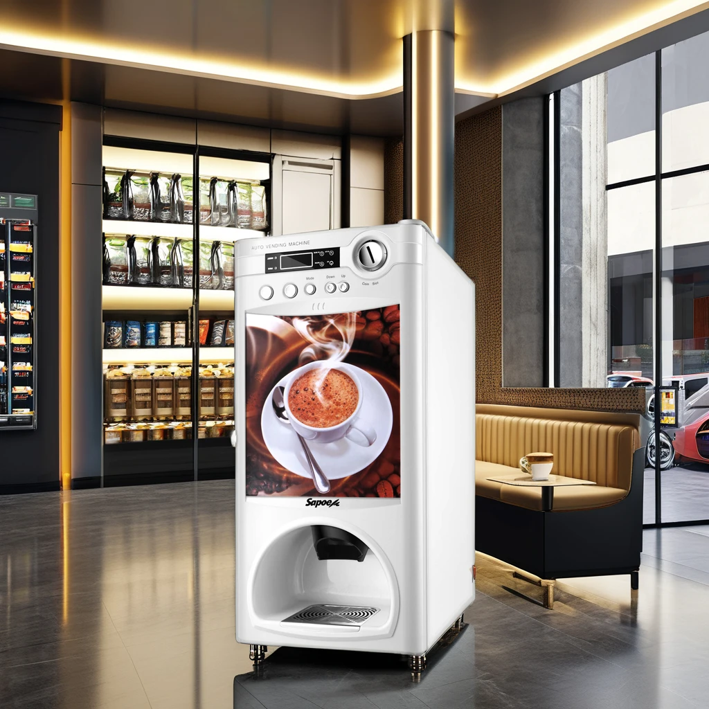 Sapoe 820W Factory Design Coin Operated Commercial Coffee Machine Espresso Machine AC110V Suitable for Gas Stations