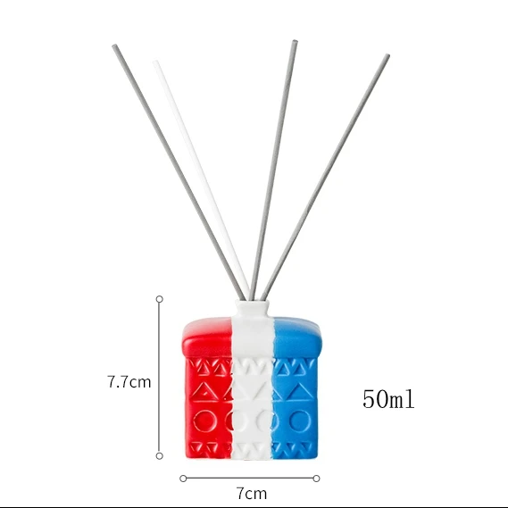 Wholesale Home Decor Custom Unique Botol Luxury 50Ml Perfume Square Porcelain Ceramic Empty Jar Reed Diffuser Bottles With Box