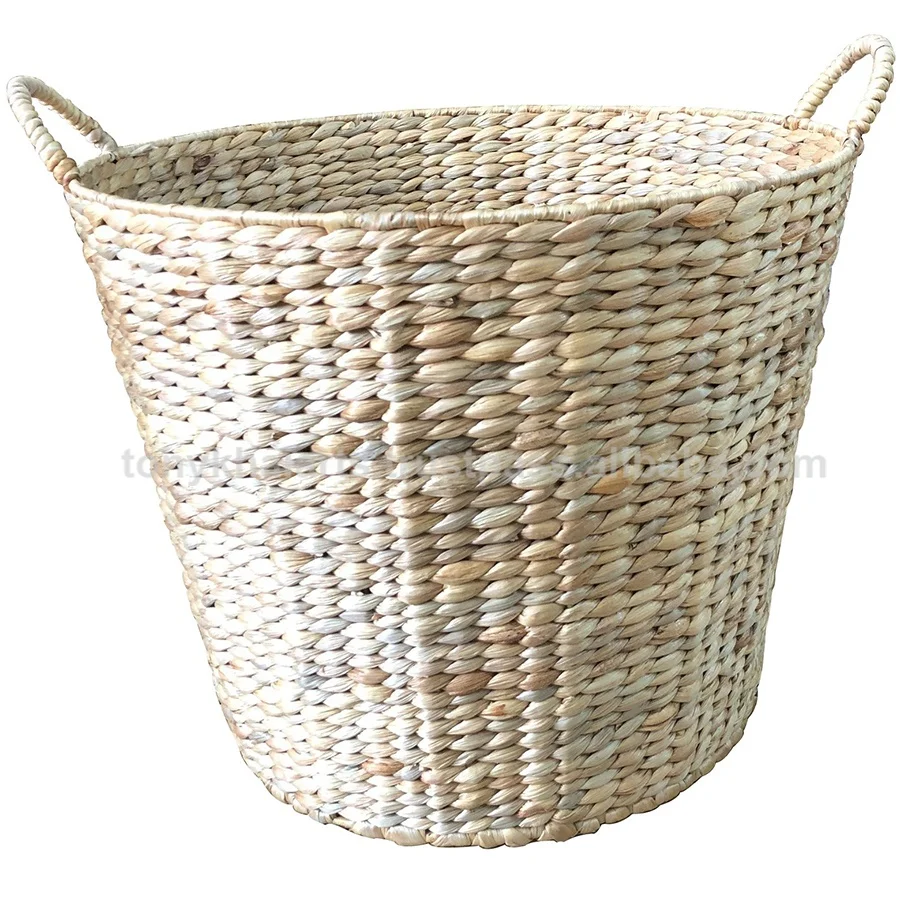 Seagrass Storage basket With Handle Home Basket Handmade Water Hyacinth Round Round Seagrass Basket With Handle