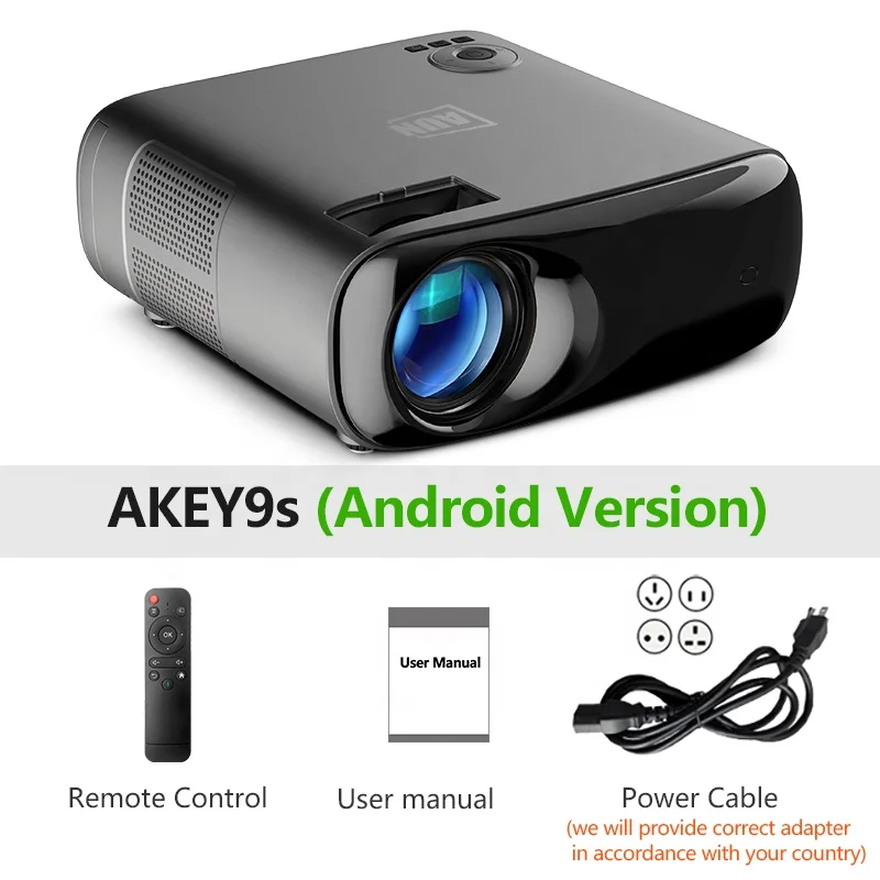 Умный Цифровой проектор AUN AKEY9S высокой четкости, коррекция трапецеидальных искажений, распродажа, проектор 1080P поддерживает 4K