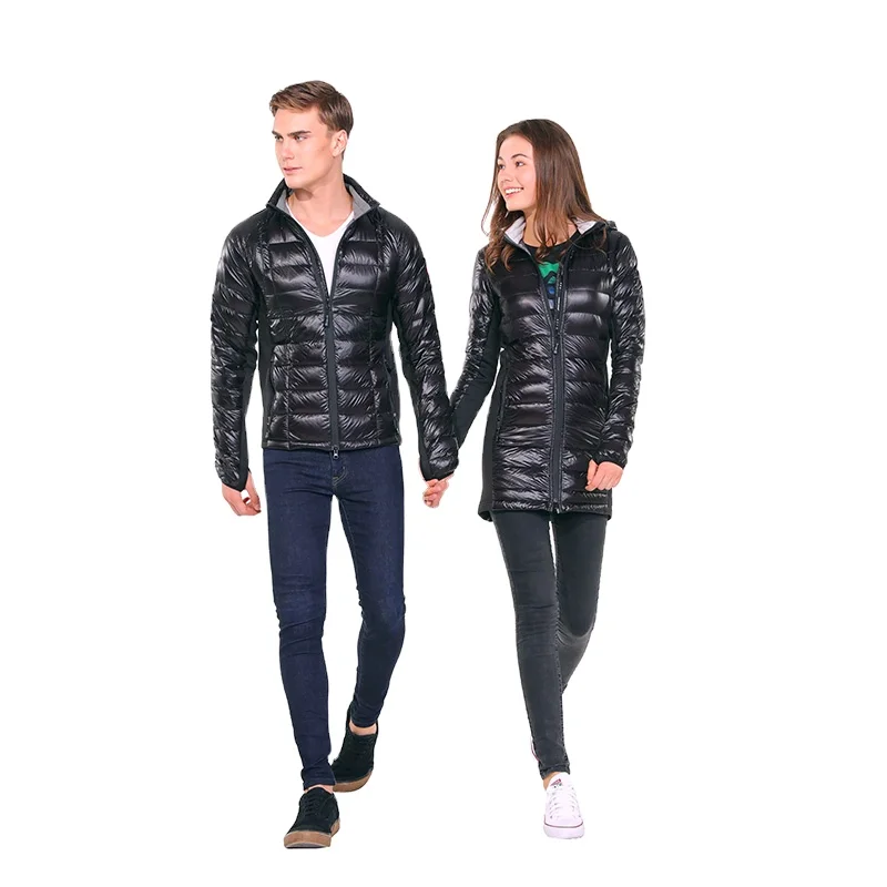 Stylish 2022 Custom Ladies Thick Down Jacket Female Black Hooded White Duck Down Jacket
