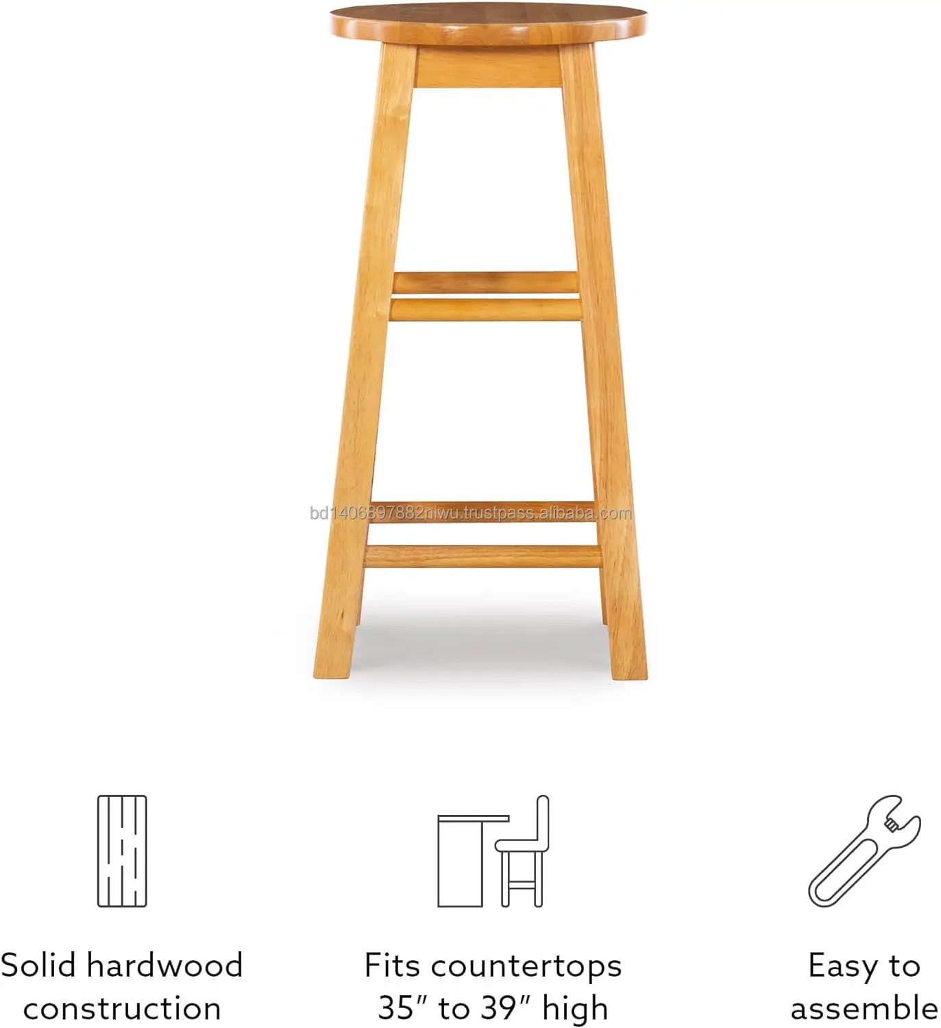 Basics Solid Wood Saddle-Seat Kitchen Counter Barstool, 29-Inch Height,Finish best quality with good price from Bangladesh