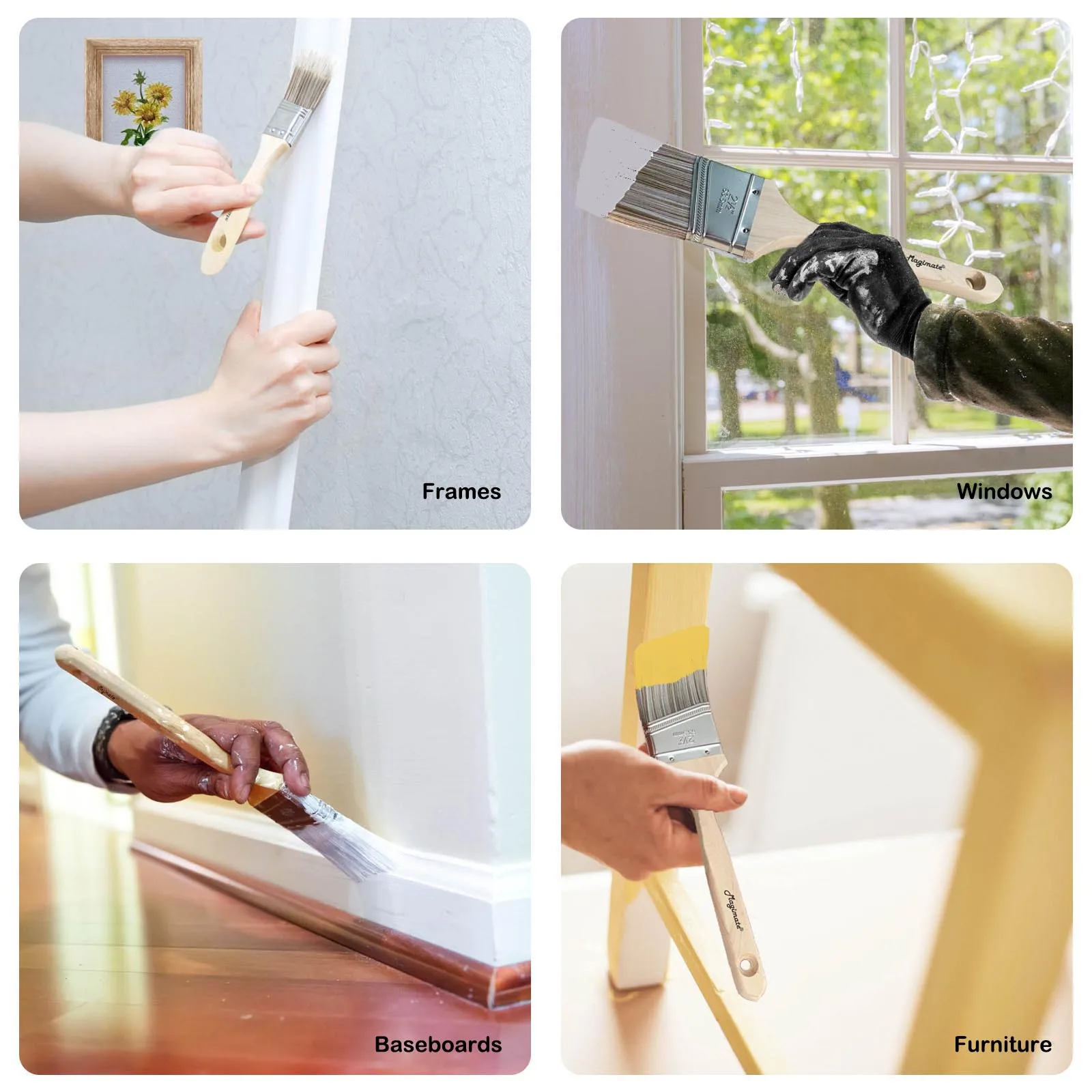 Amazon Basics Stubby Paintbrush Shortcut Trim Angle Sash Brush with Wood Handle 2 Inch