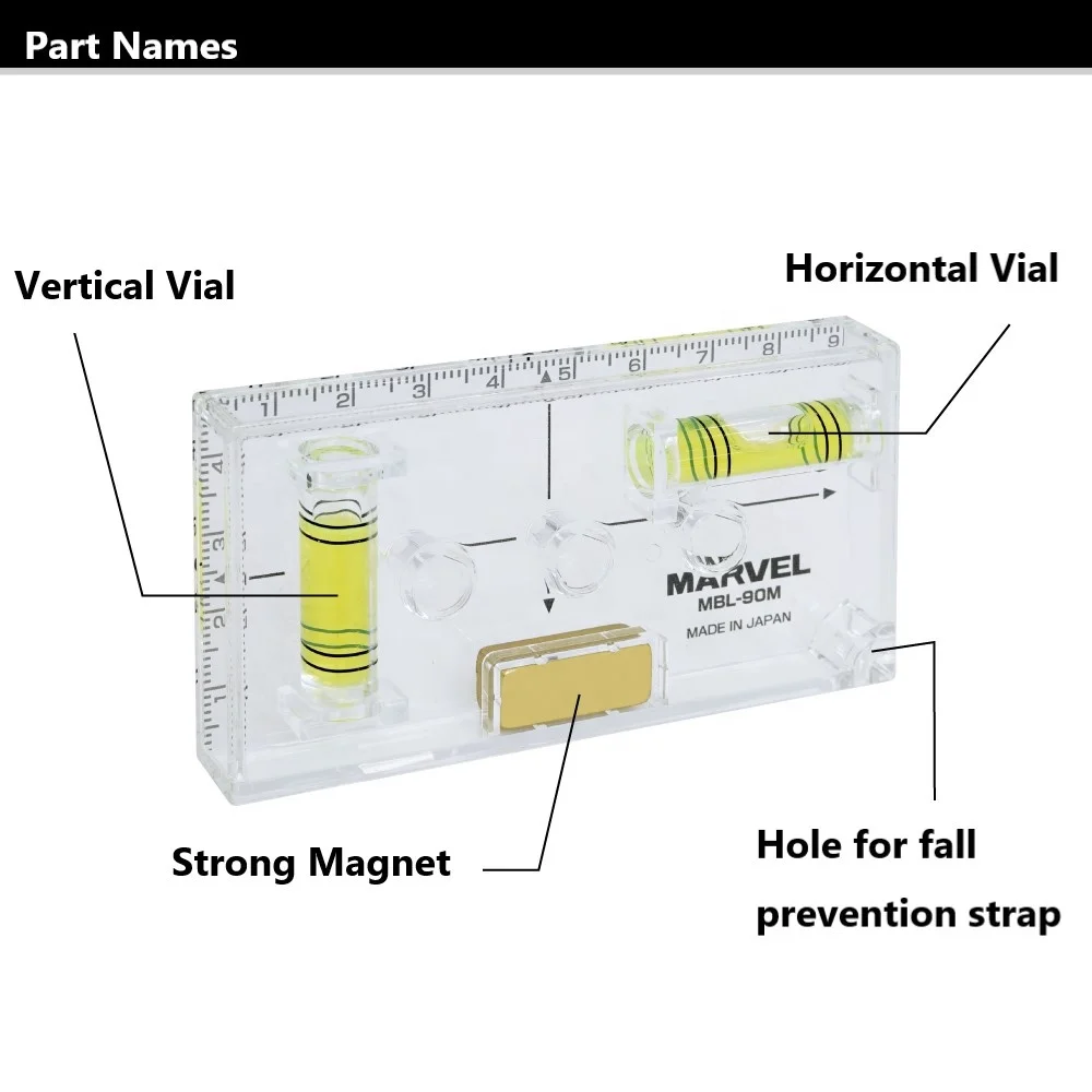 Japanese Hand Tools Light Weight Clear Visible Spirit Bubble Levels Vials for construction works Electricians