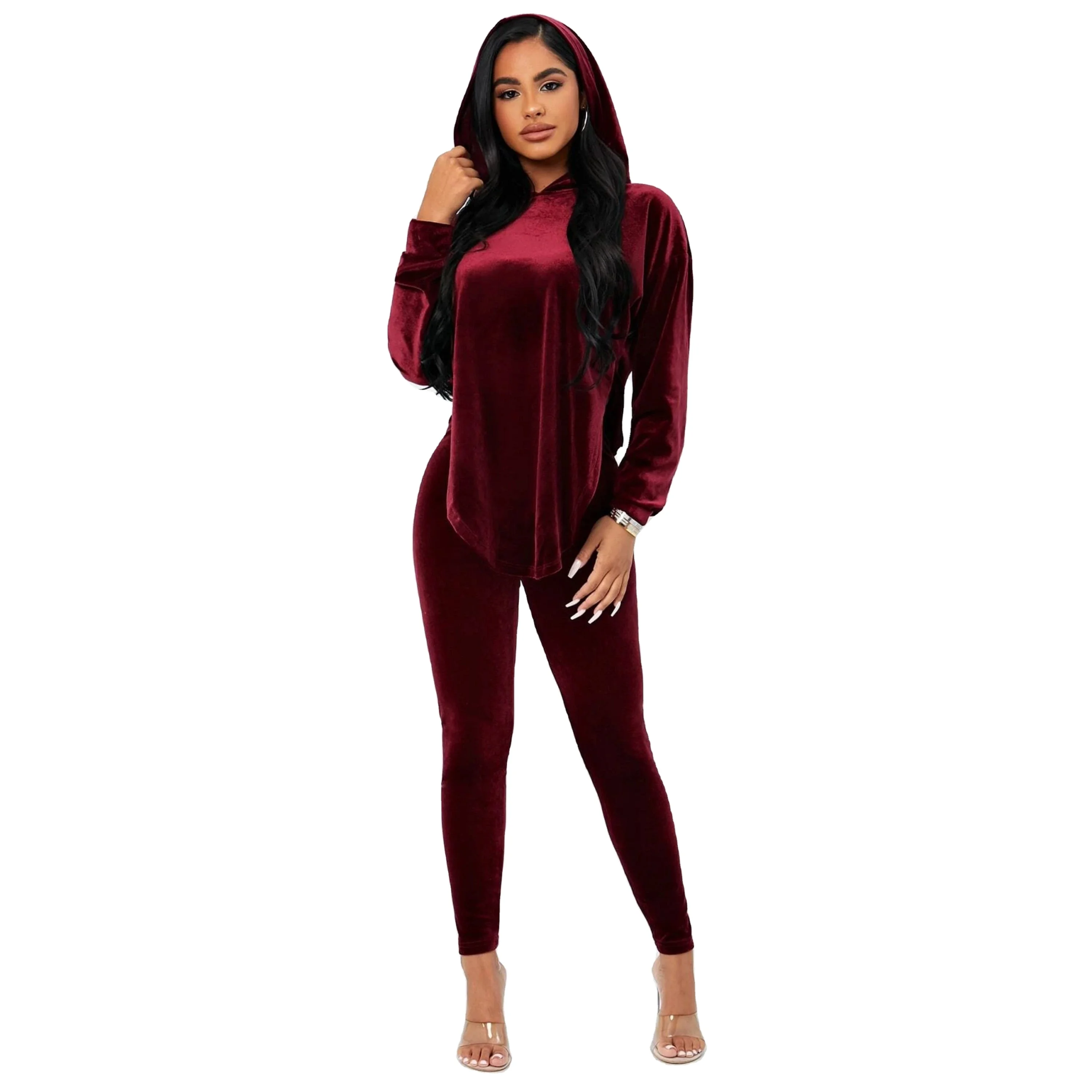 Women tracksuit sets custom velvet/velour embroidery logo full sleeves wholesale tracksuit sets for ladies