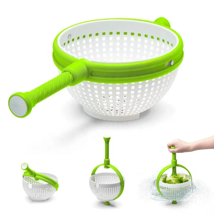 Maisons Kitchen Accessories with Collapsible Handle Non-Scratch ABS Vegetable Salads Spinner Colander