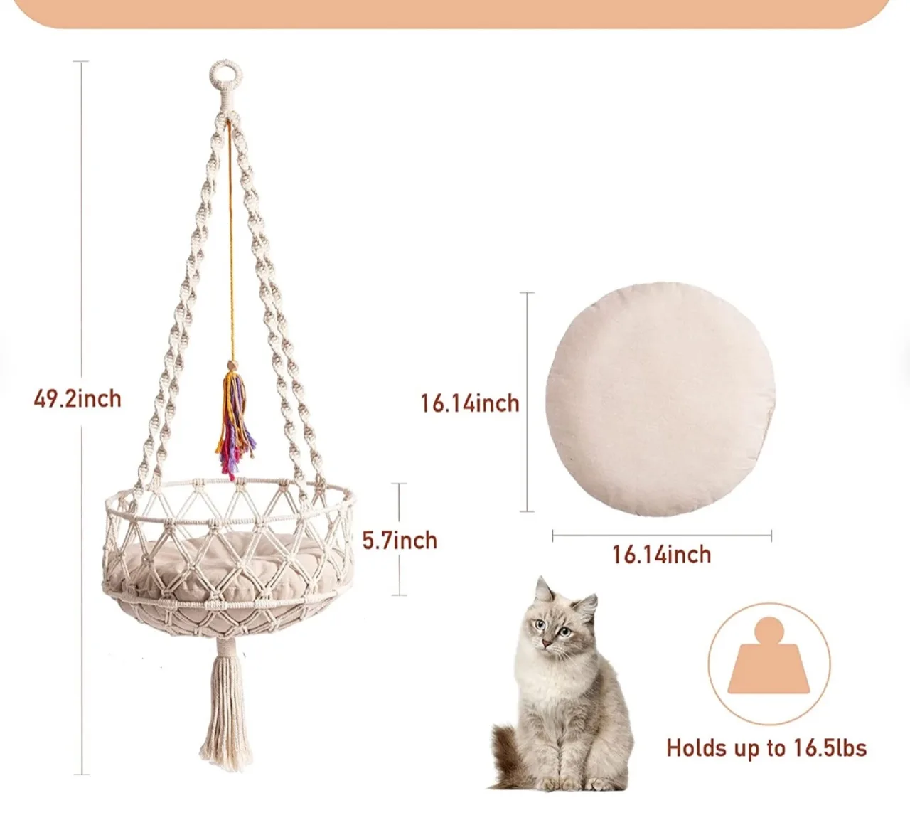Macrame Hammock Cat Bed Cat Sofa Cushion Cat Accessories Soft Bed for Your Pets