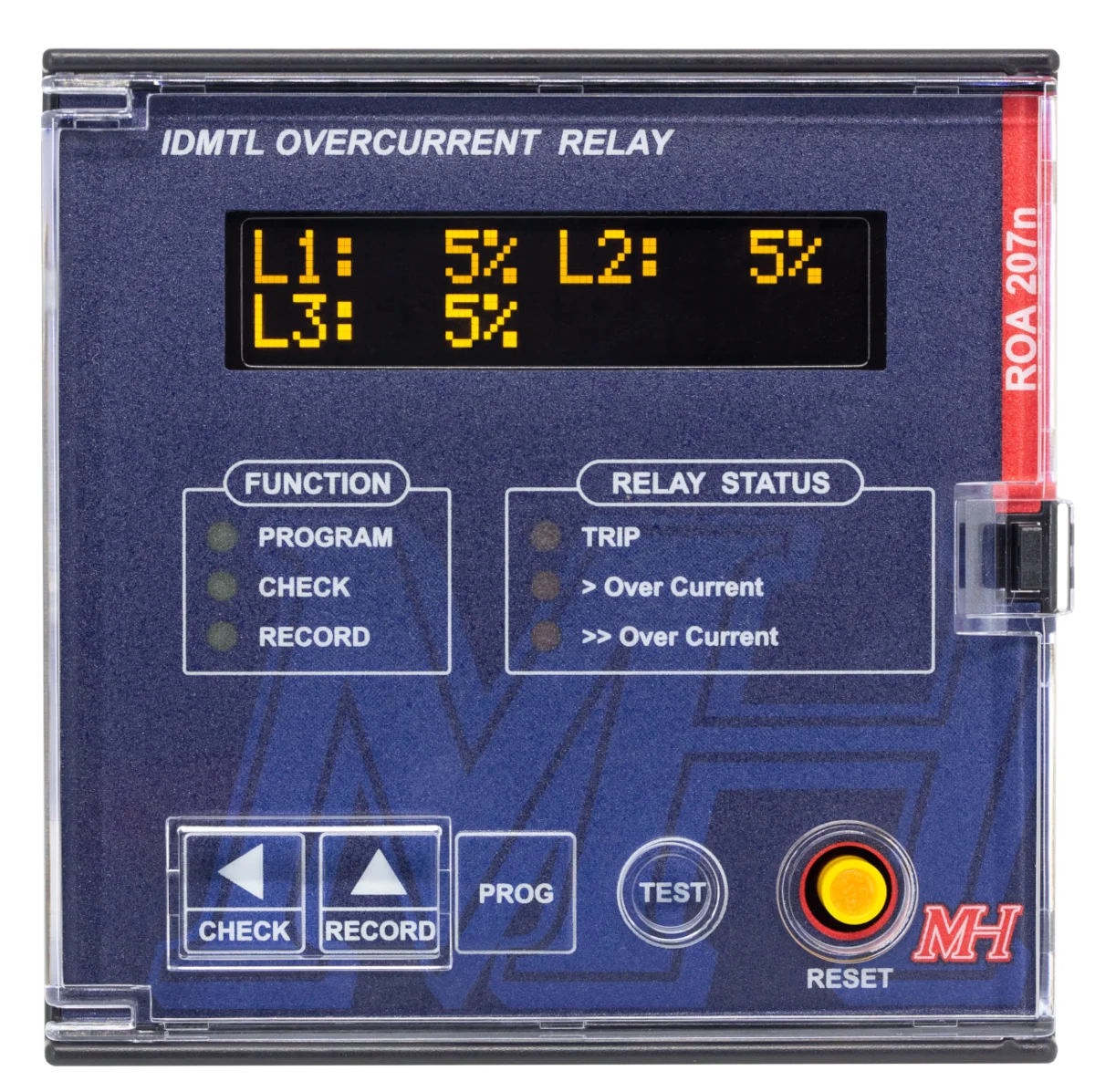 MH Overcurrent Relay ROA207n, ANSI 50/51 & 86, IDMTL & DTL with unique Mechanical Trip Button