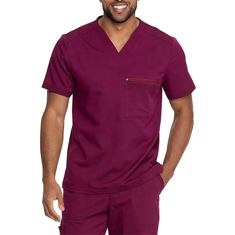 Custom Men Working Uniform Set Pocket Short Sleeve Scrubs Tops Long Pants 2Piece Nurse Uniforms Suits Clinic V-neck Work Clothes