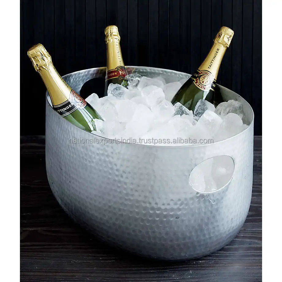 Handmade Wine Good Quality Polishing Hammered Ice storage Buckets Ice Wine Chiller