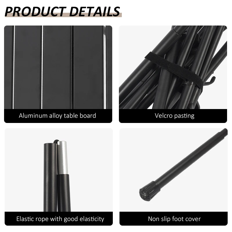 Outdoor Portable Aluminum Alloy Ultralight Adjustable Backpack Egg Roll Mini Picnic Side Table For Camping Folding