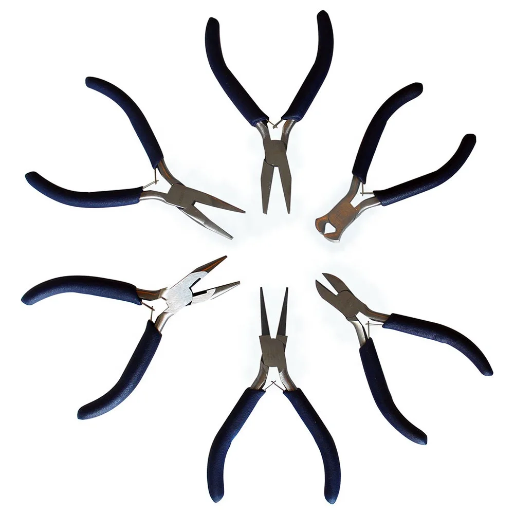 Jewelry Making Slimline Round Flat Long Nose Pliers 5 Pcs Jewelery Making Pliers Set Stainless Steel Pliers Hand Tools